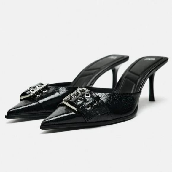 ZARA BUCKLED HEELED MULES - Picture 5 of 6